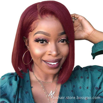 99J short lace front lace real human hair wig Brazil straight hair wave head wig natural wig suitable for female wholesalers